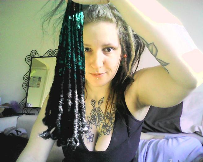 Black to Emerald Green Wrappy Trasitional Dreads